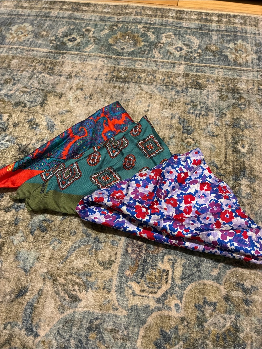 BONOBOS Men’s Pocket Square Lot of 3 - Multicolor Floral & Paisley